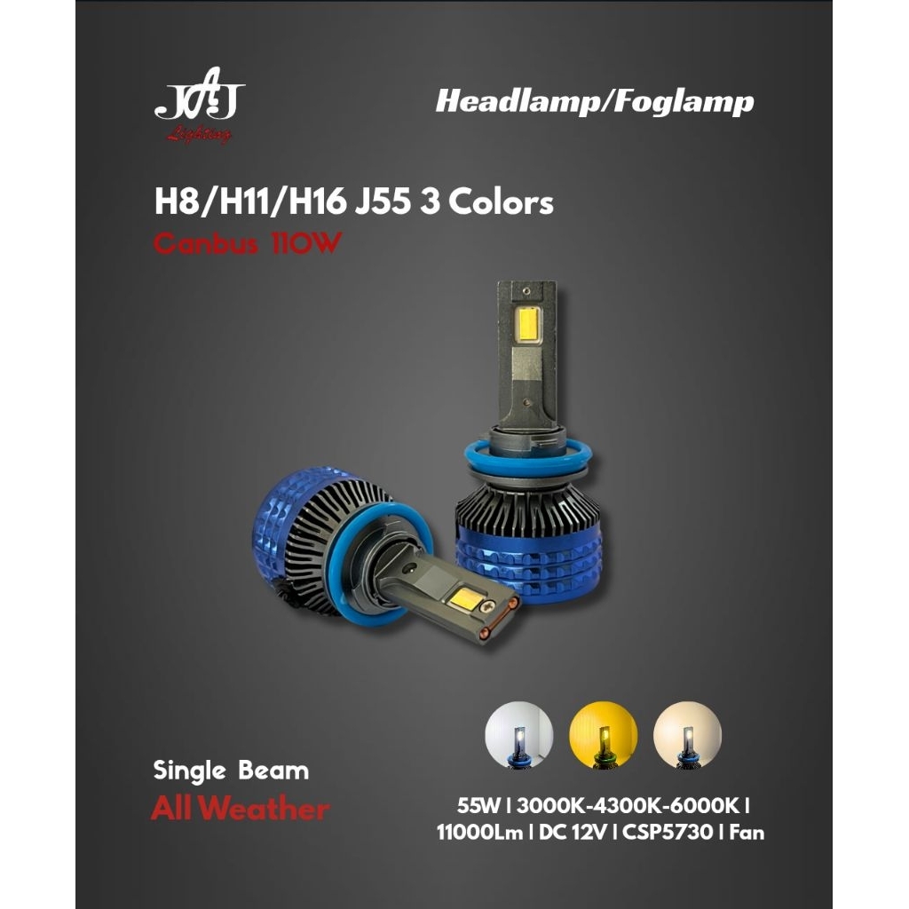 LED H8/H11/H16 J55 3 Warna 110W Canbus