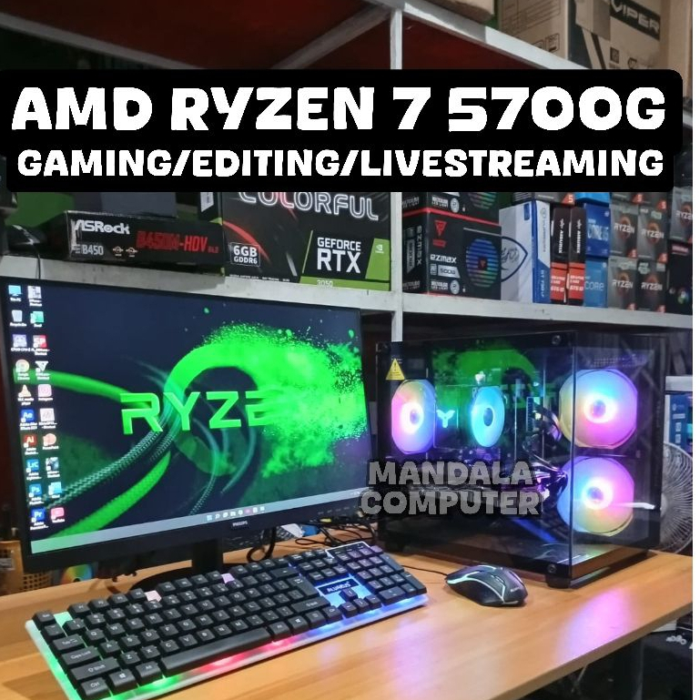 Fullset PC Gaming Editing | AMD Ryzen 7 5700G | RAM 16GB/32 GB | NVME 512GB | Monitor  22/24 Inch