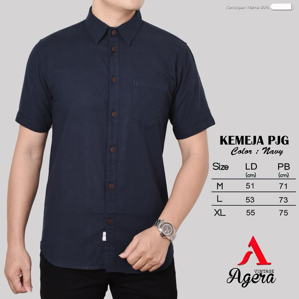 kemeja pendek agera vintage / kemeja koko lengan pendek / kemja slimfit original kekinian
