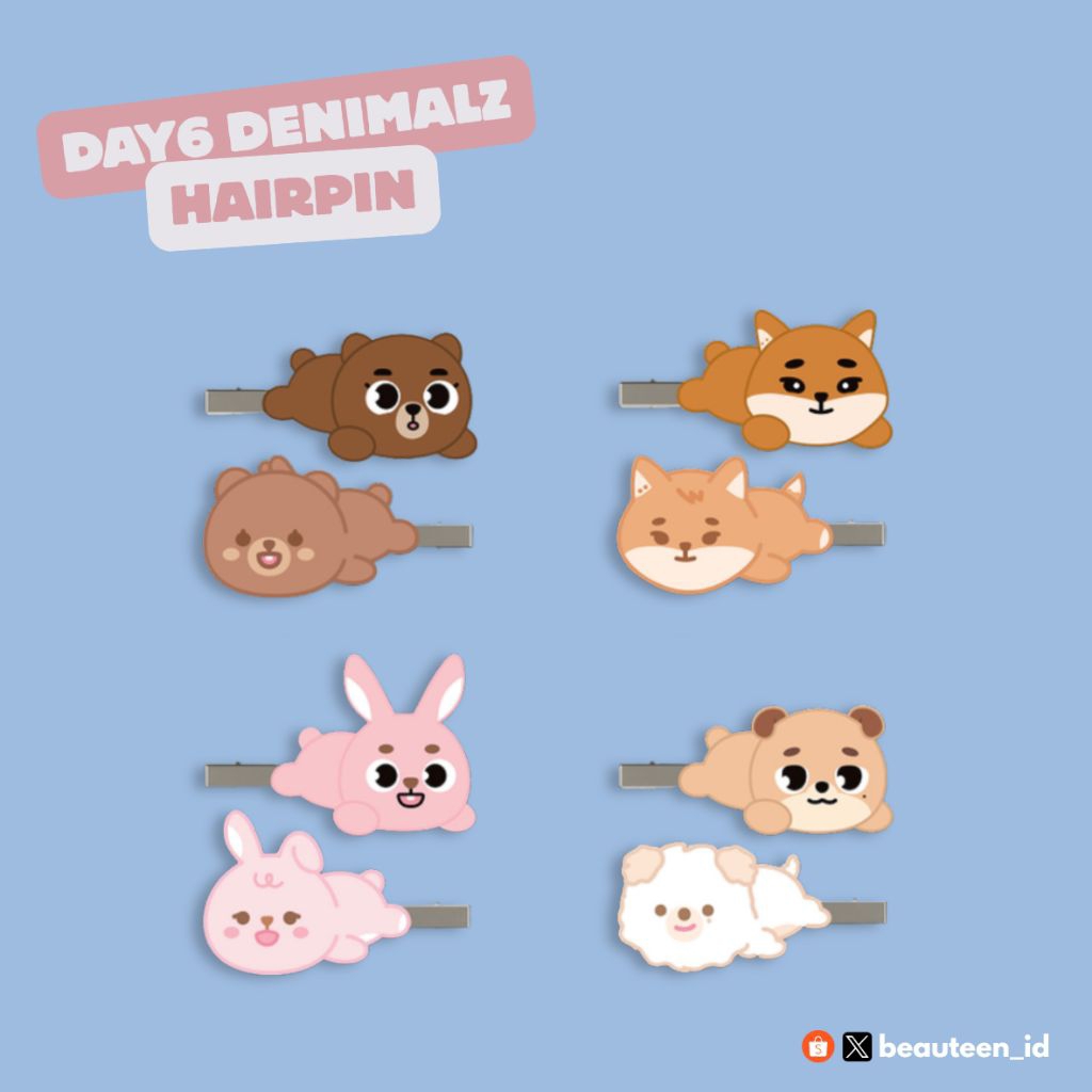 PO DAY6 DENIMALZ HAIRPIN hair pin clip jepit rambut akrilik acrylic resin epoxy uv print cute plush 