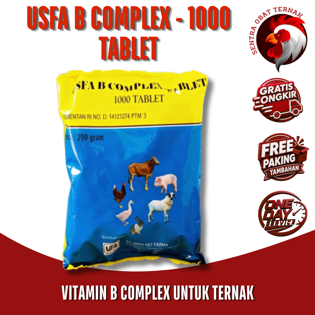 USFA B COMPLEX TABLET - Vitamin B Komplek Untuk Pertumbuhan & Nafsu Makan Sapi Kambing Ayam Babi