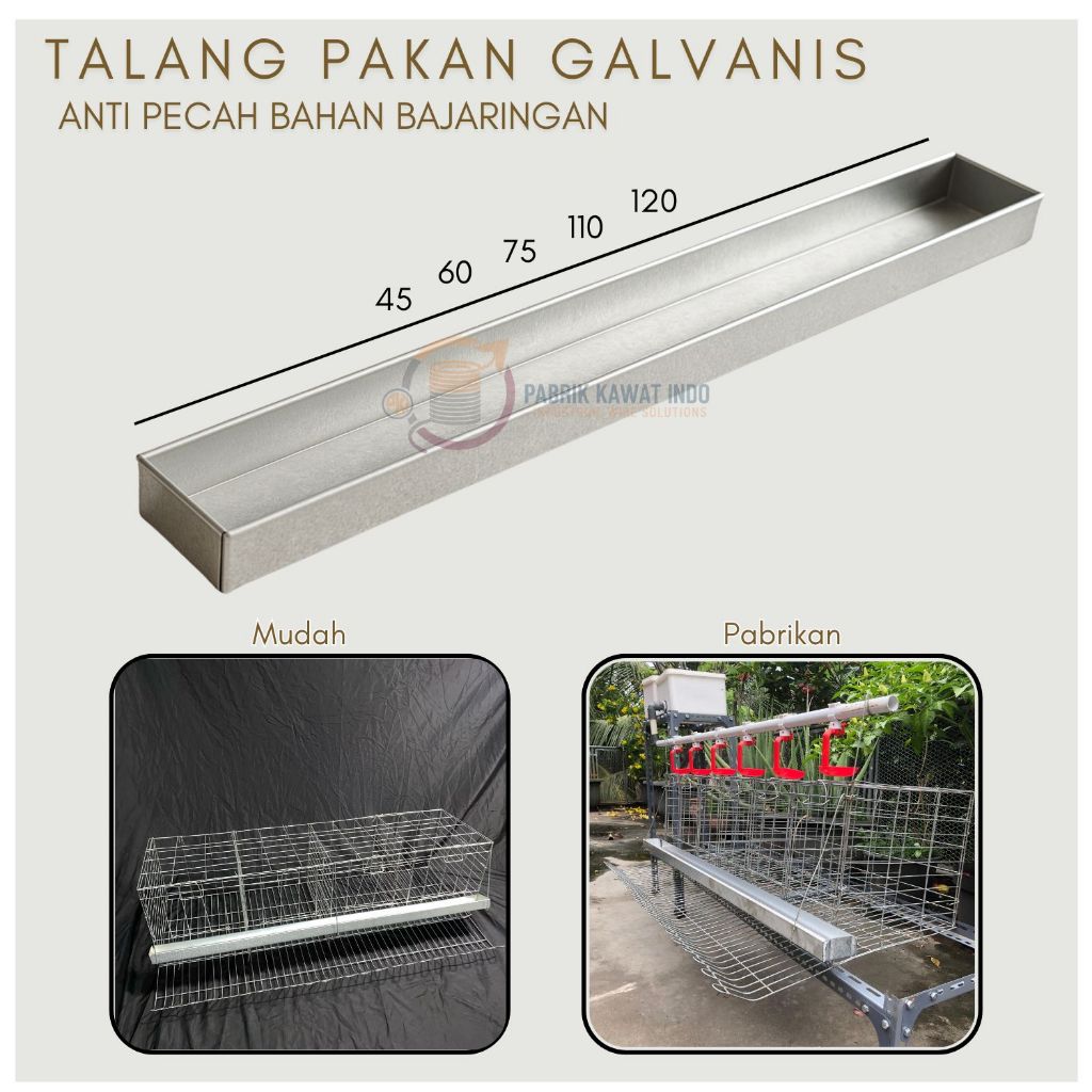 Talang Pakay Ayam Petelur Galvalum Anti Karat Anti Pecah Bonus Kawat Cantolan