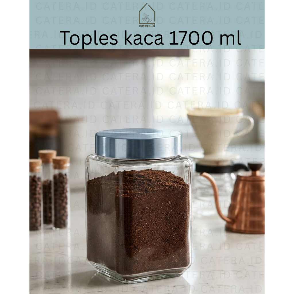 Catera.id/Toples Kaca 1700 ml / Toples Kacang / Toples Cemilan / Toples Kaca Tutup Putar / Toples Le