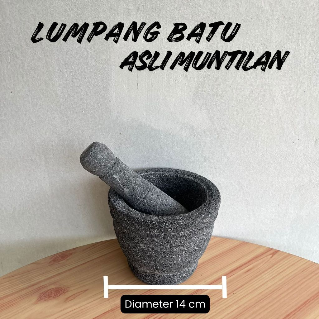 Lumpang Batu Ukuran 13 Asli Muntilan Halus & Tahan Lama – Anti Retak + Alu