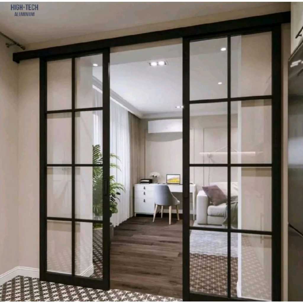 Pintu Sliding Aluminium 2 Daun Ukuran 140x210 Bisa Custom Model