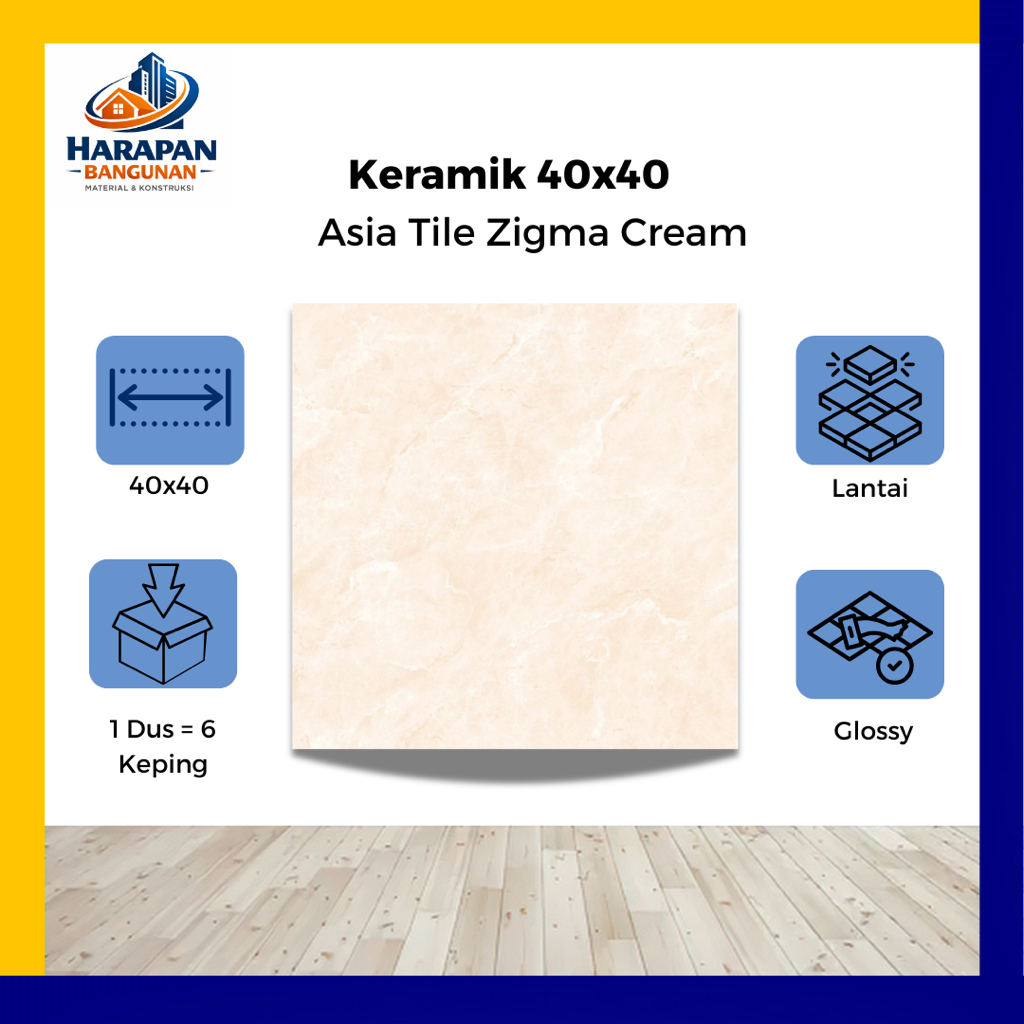 Keramik Lantai 40x40 Asia Tile Zigma Cream Krem