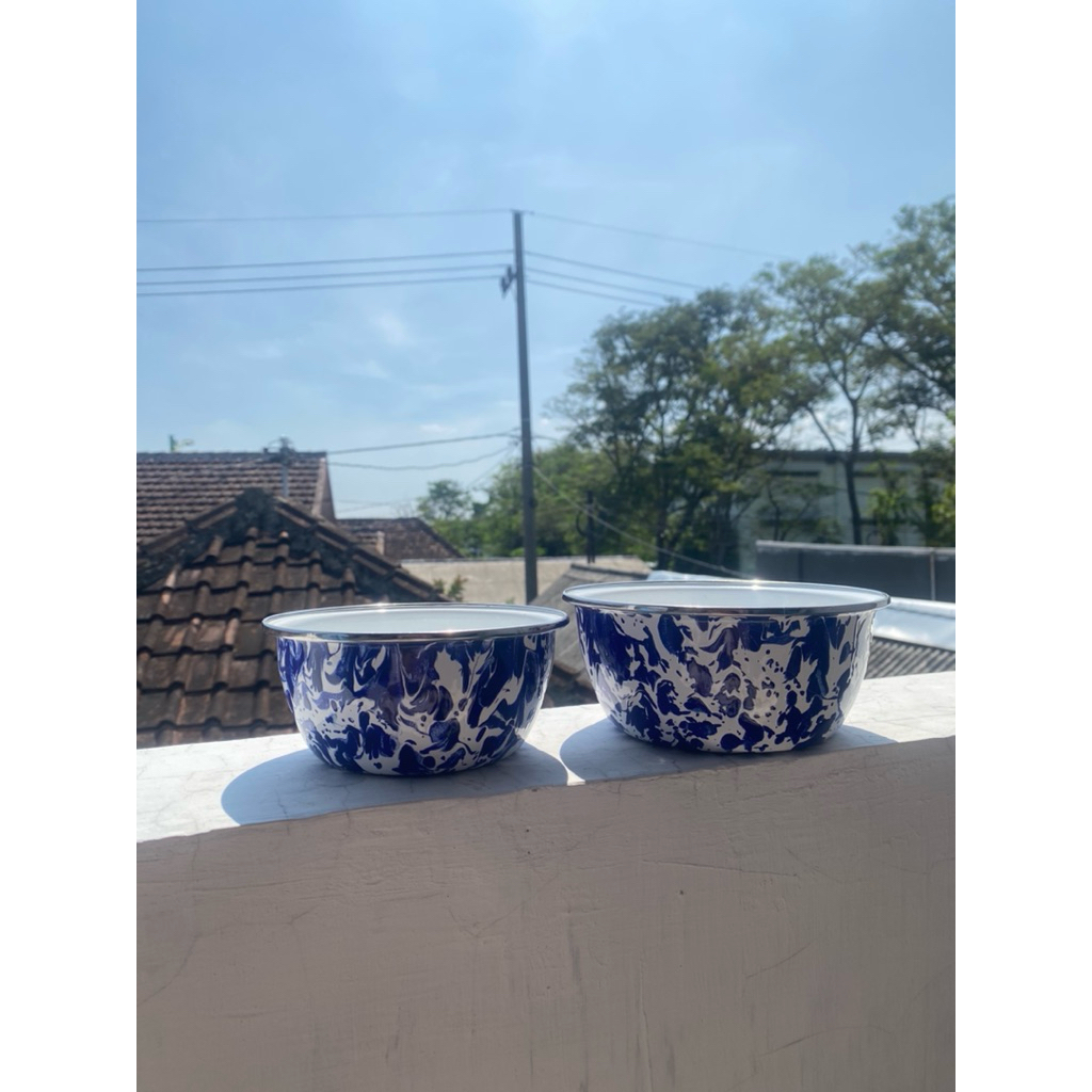 MANGKOK ENAMEL BLIRIK BIRU MANGKOK JADUL