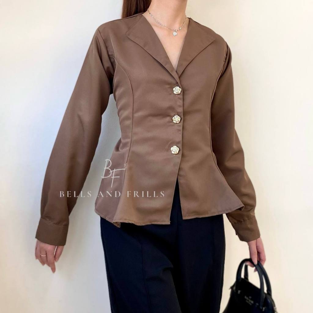 SHANUM Atasan Girl Fitted Shirt | Kemeja Kerja Wanita Fit Rempel / Kemeja Kerja Wanita Press Body Ca