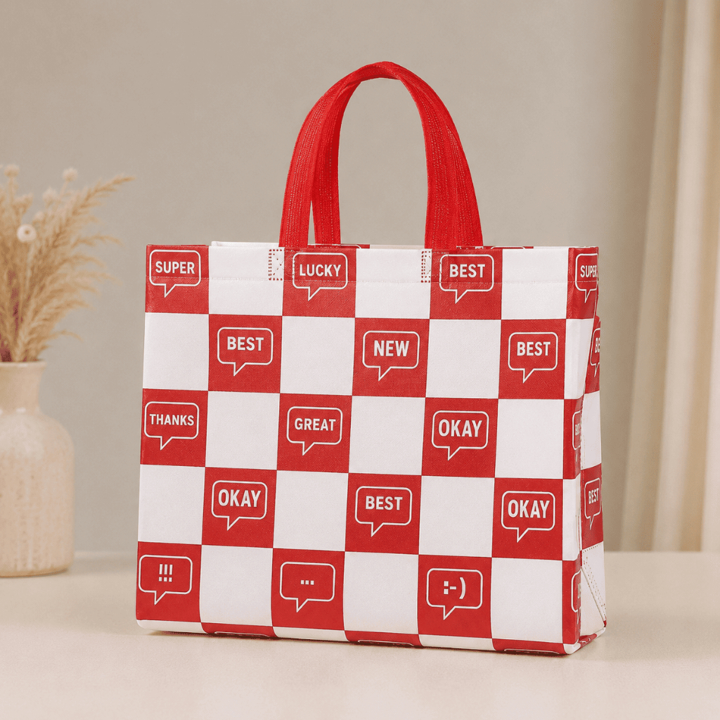 LarisBag Goodie Bag Spunbond Merah Polos Anti Air Tas Souvenir Sembako Hajatan Grosir Tebal