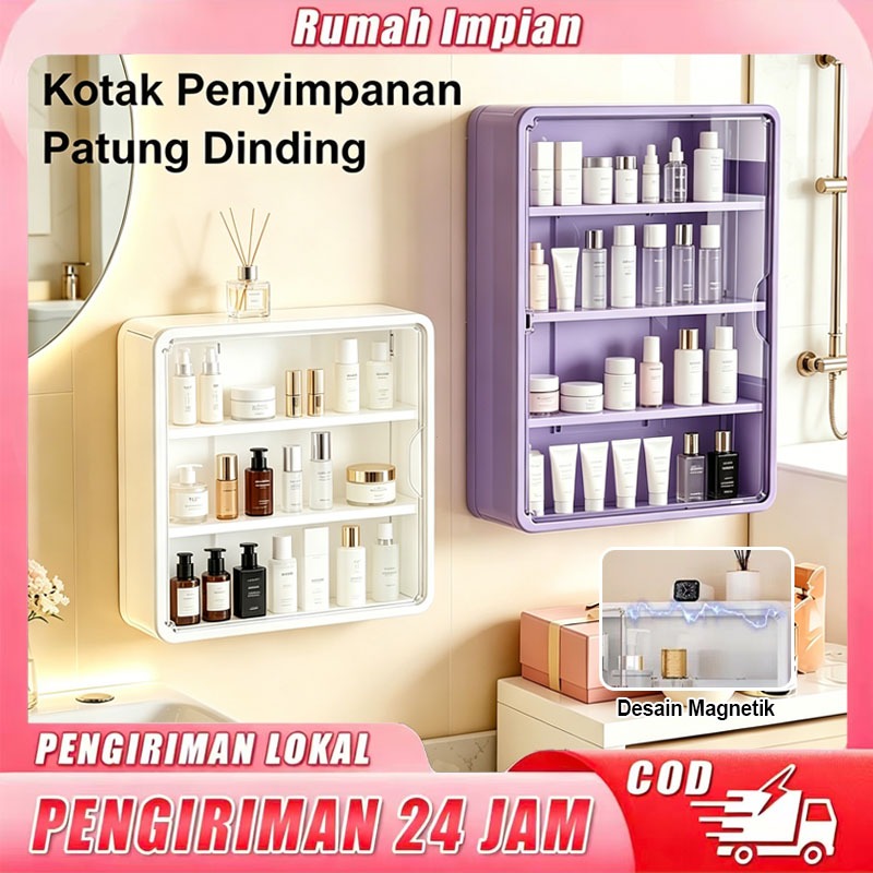 Rumah Impian . Rak Dinding Tempel Lemari Penyimpanan Dinding Plastik Serbaguna Kosmetik Transparan L