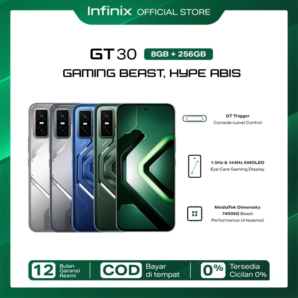 [Gaming HP] Infinix GT 30 5G [ 8GB 256GB ] MediaTek Dimensity 7400 6.78" 144Hz AMOLED