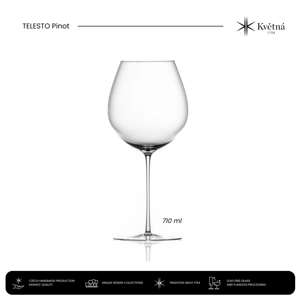 KVETNA 1794 Gelas Wine Kristal Bohemia - TELESTO Pinot 710ml | Wine Glass Crystal Handmade Czech Ori