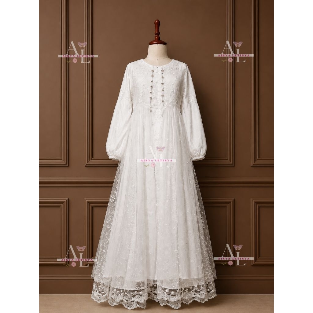 Gamis brokat tille super mewah combinasi mutiara gamis lebaran gamis prewedding tangan balon