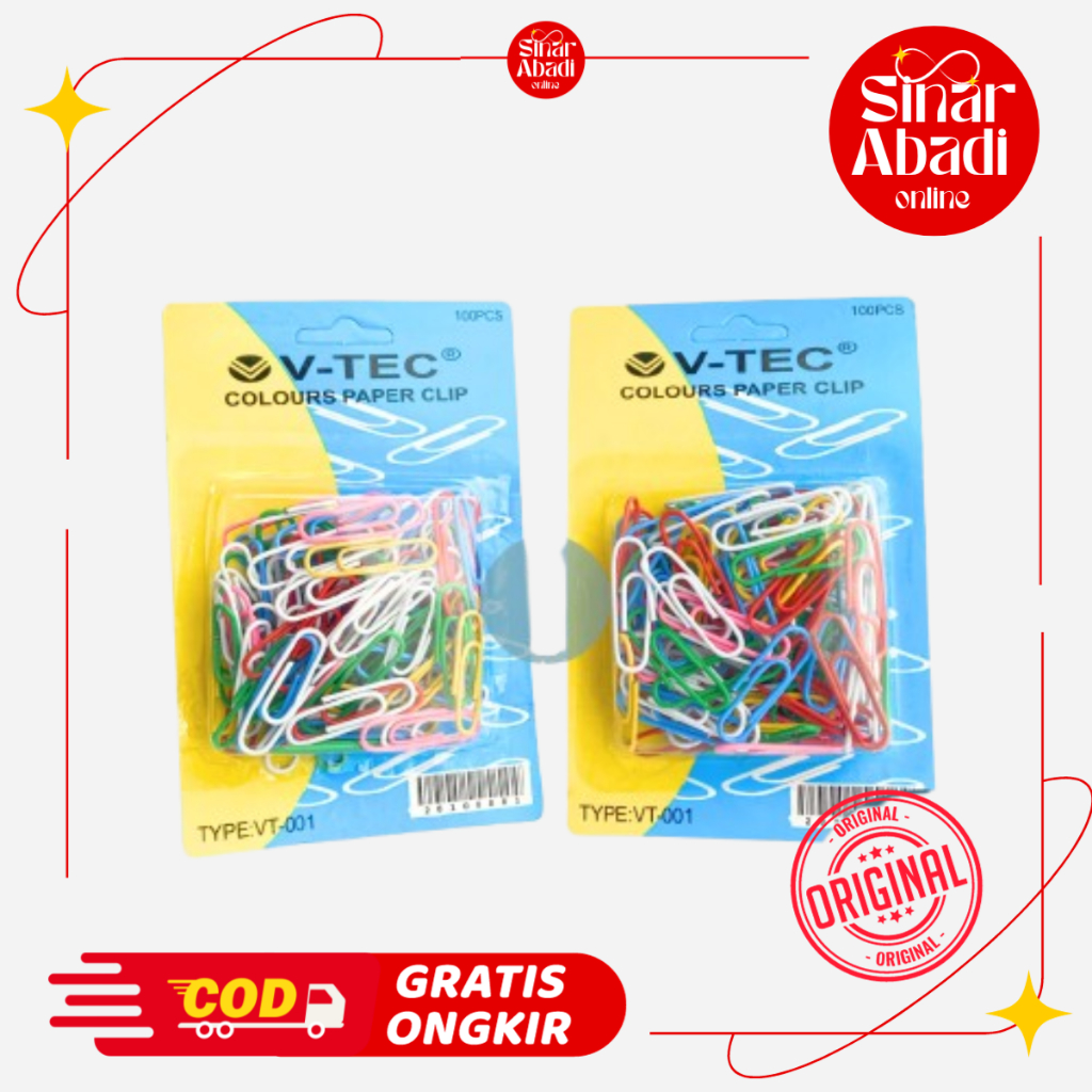 [SINAR ABADI] PAPERCLIP-WARNA-V-TEC-VT-001