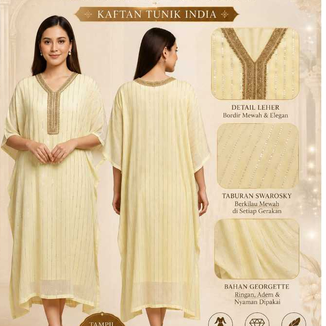 Kaftan tunik swarosky georgette air mata - kaftan tunik india