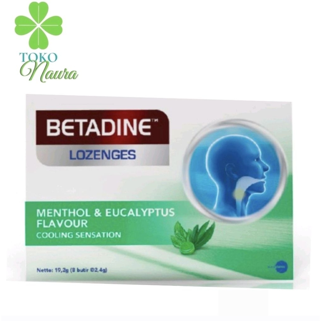 Betadine Lozenges 8 Butir Permen Menthol / Permen Pelega Tenggorokan