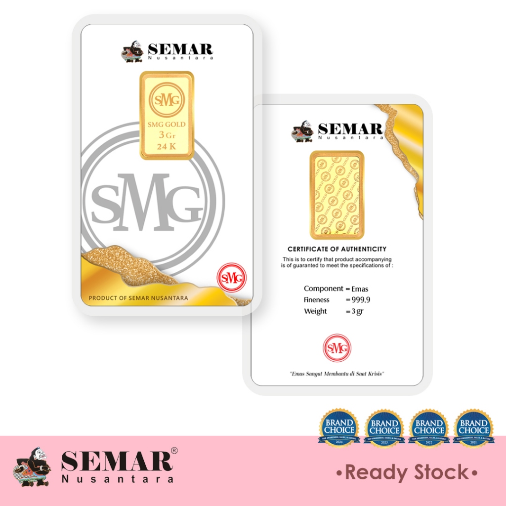 Logam Mulia SMG Gold Press 3gram Emas Batangan Semar Nusantara