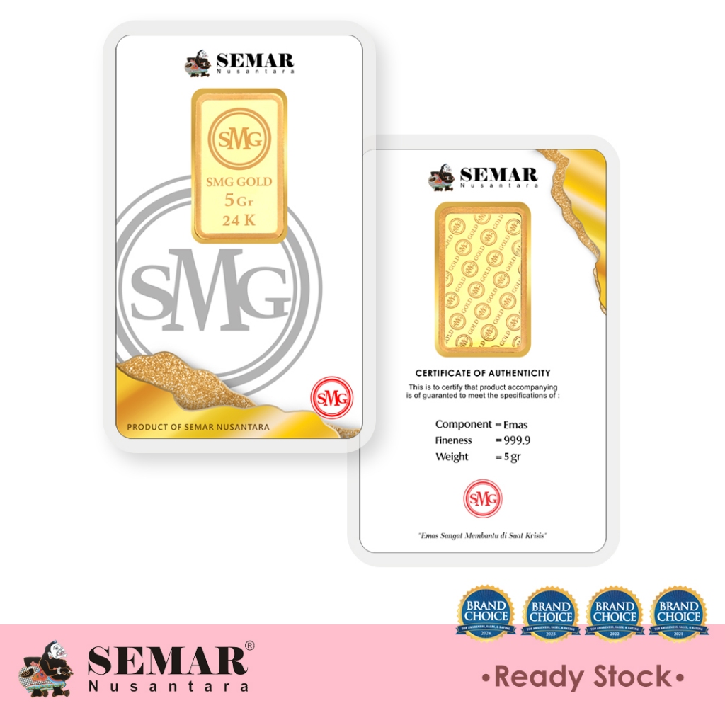 Logam Mulia SMG Gold Press 5gram Emas Batangan Semar Nusantara