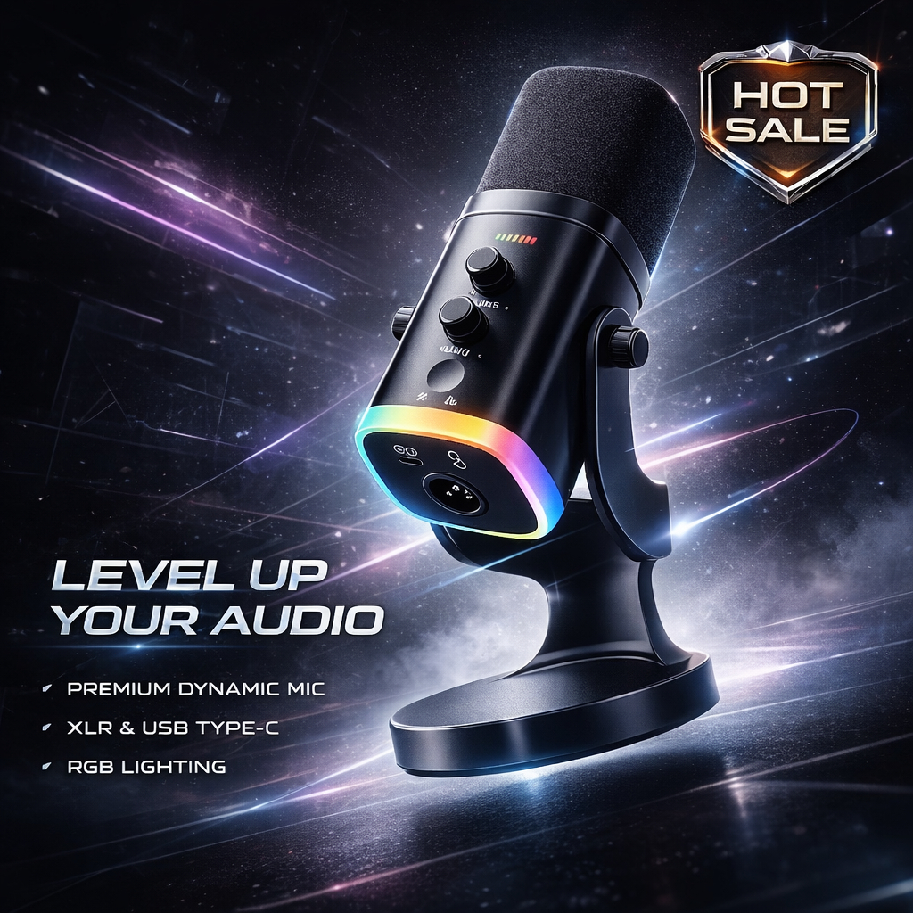 Microphone USB RGB YU8 untuk Gaming Live Streaming Podcast Recording dengan Noise Reduction PC Lapto