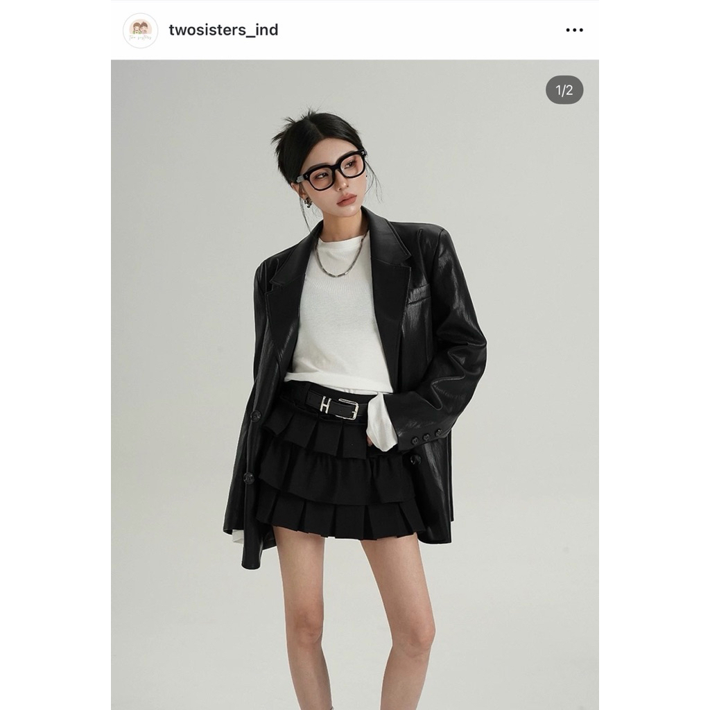preloved leather jaket kulit hitam srys ame