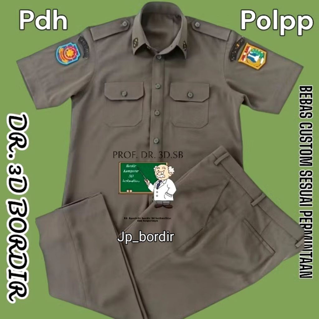 Set SERAGAM baju PDH POL PP pria dan wanita lengan pendek best seller