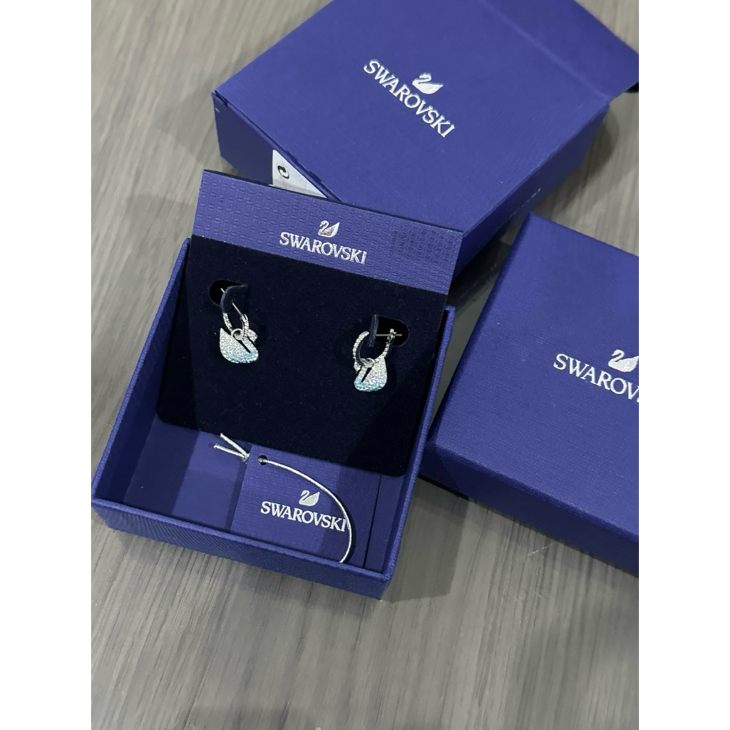 SWAROVSKI EARRINGS SWAN BLUE