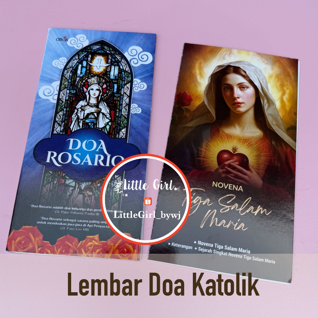 Lembar DOA ROSARIO - Panduan Doa ROSARIO - Doa Katolik - Rosario - Little Girl Shop