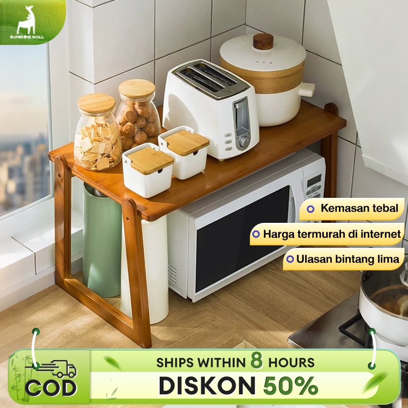 Sunshine Rak Dapur Meja Bambu Rak Penyimpanan Meja Rak Serbaguna Meja Rak Bumbu Dapur