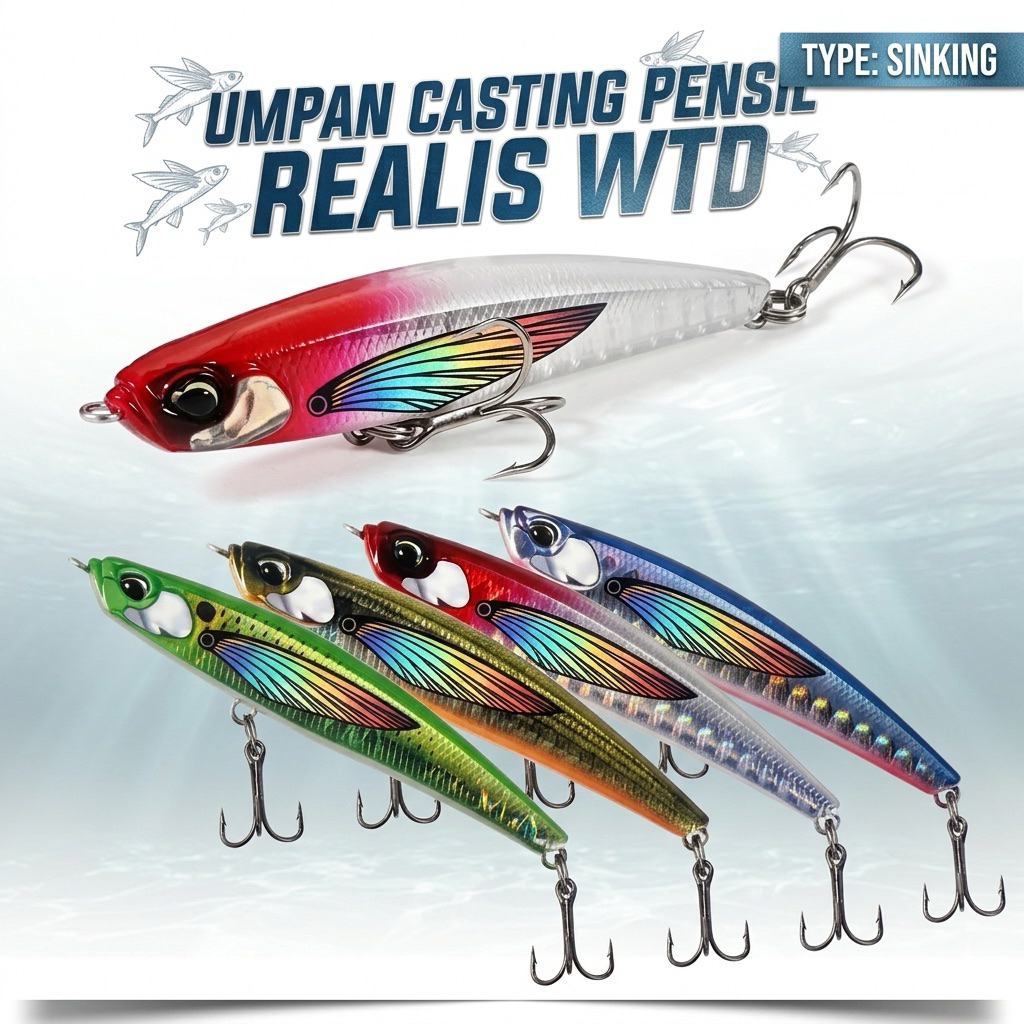 SEASHIP Umpan Casting Pensil Realis WTD Ultralight Pancing Untuk Memancing Bukan Duo