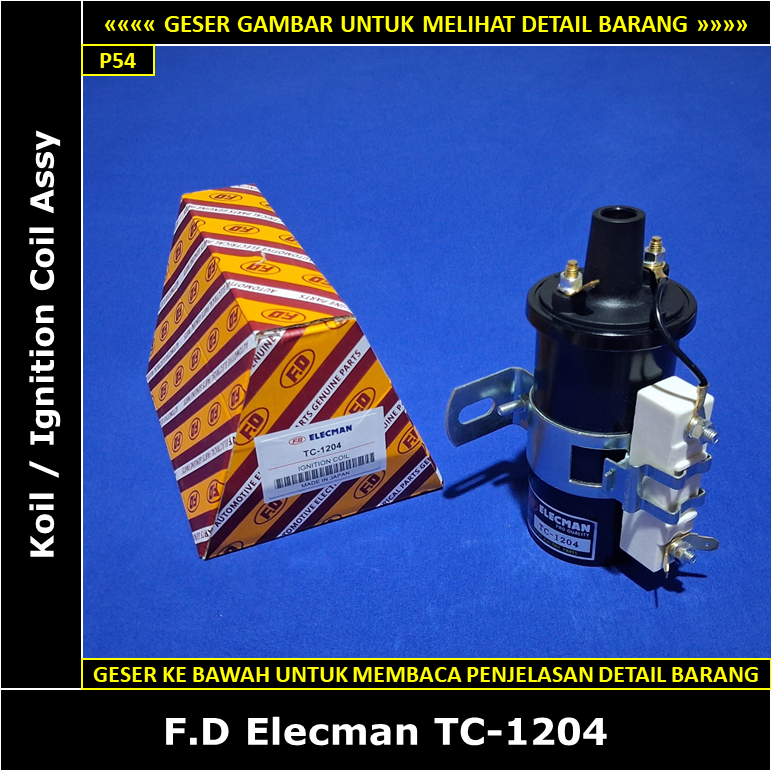 Koil Nissan Patrol 160 4000 cc P40 1979-1985 FD Elecman Japan TC-1204 Ignition Coil Resistor Luar C6