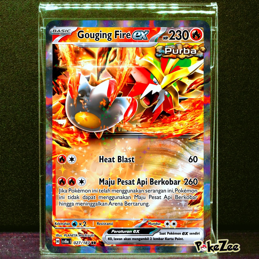Gouging Fire ex RR Kartu Pokemon Holo Foil TCG Indonesia
