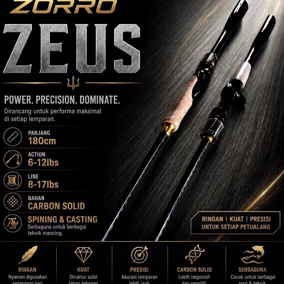 joran pancing medium zorro zeus solid carbon