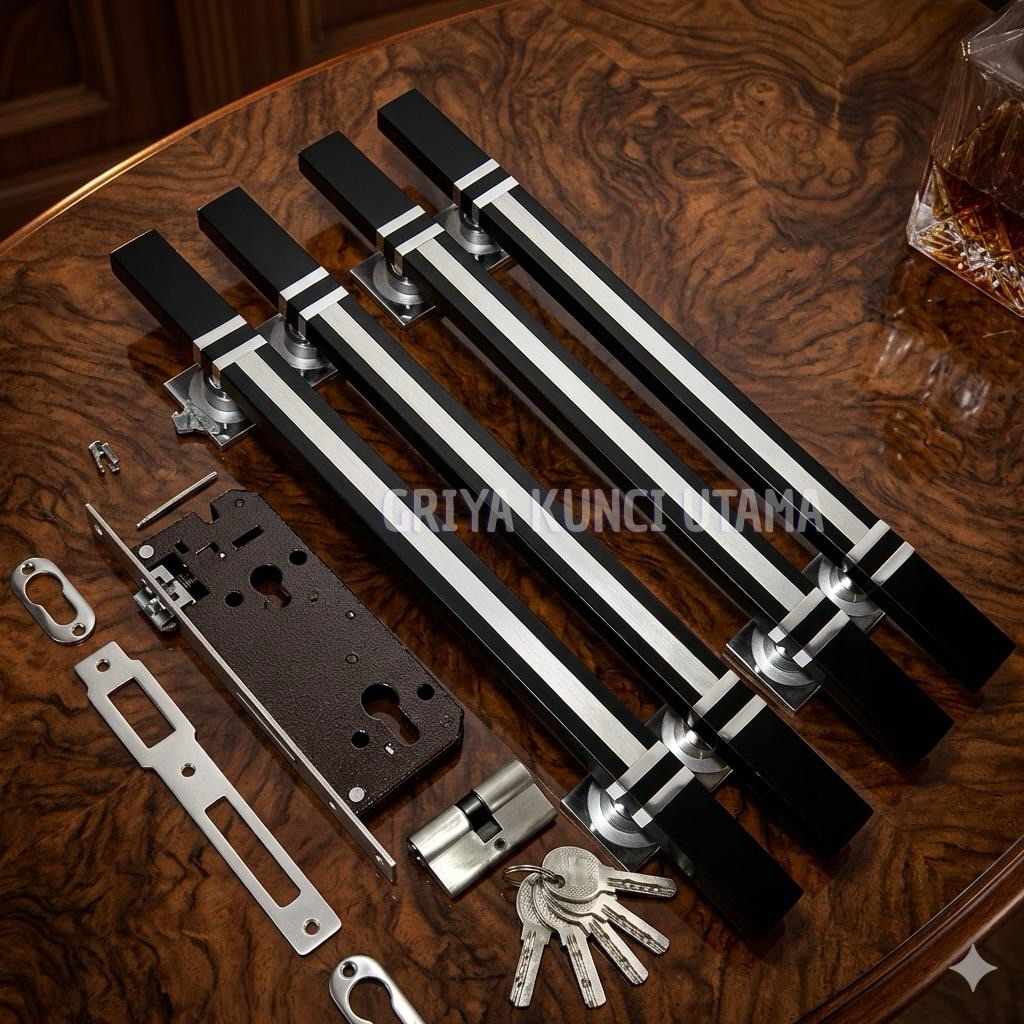 Handle Pintu Rumah full Set Lengkap Bodi Kunci & Silinder - Gagang Pintu Minimalis