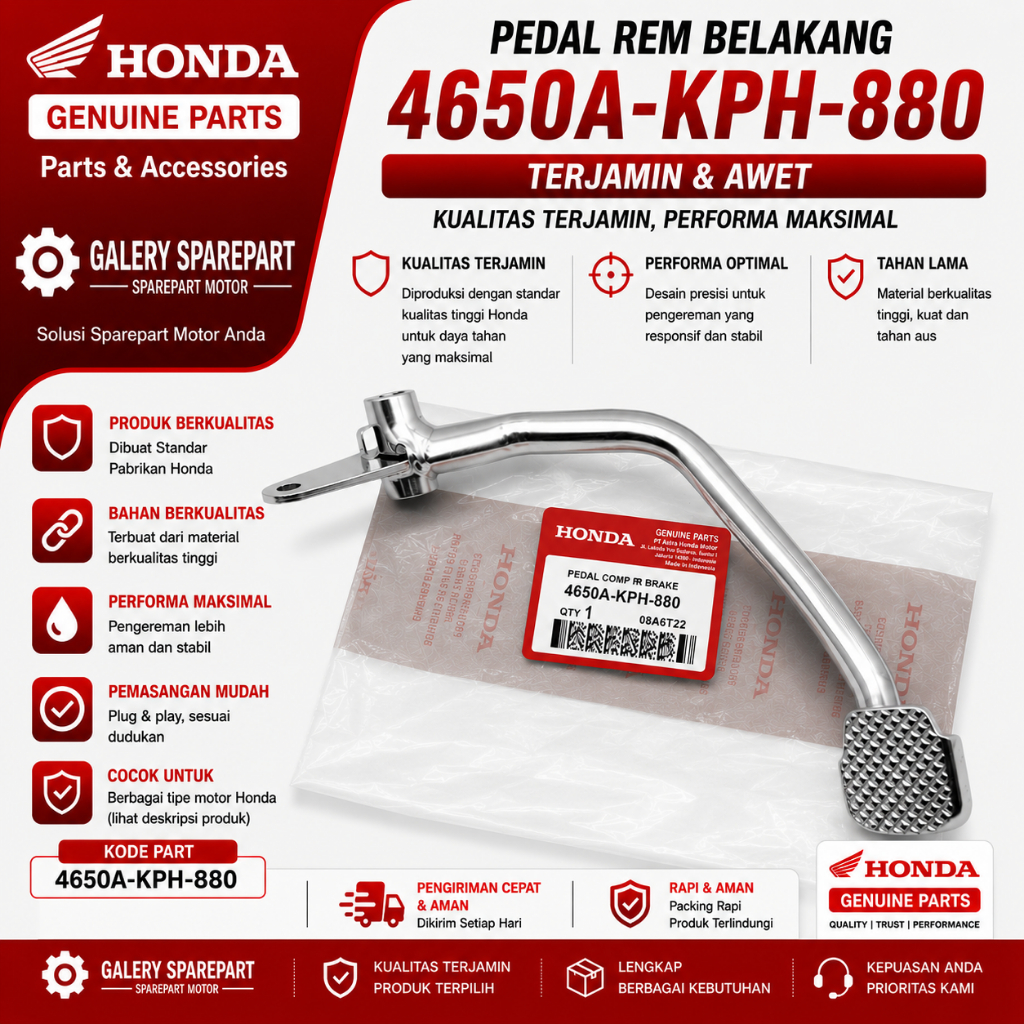 Pedal rem belakang Honda Karisma, Supra X 125 Lama, Revo Lama, Supra Fit New, 4650A-KPH-880