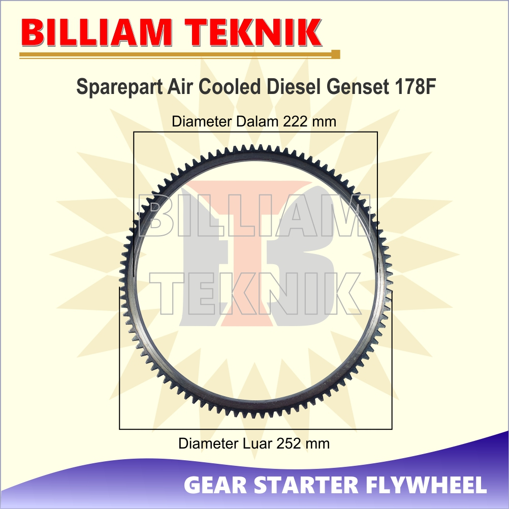 178F GEAR STARTER FLYWHEEL / GIGI STARTER RODA GILA UNTUK AIR COOLED DIESEL GENSET