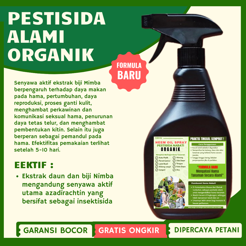 STOK TANI - PUREVIA Pembasmi Hama Organik Kutu Putih Gulma Semut Ulat pada Tanaman Cabai Buah Hias S