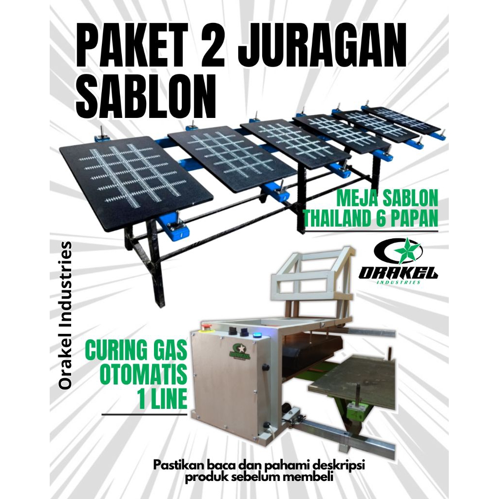 PAKET ALAT SABLON - MEJA 6 PAPAN + CURING OTOMATIS - FREE ONGKIR SEJAWA