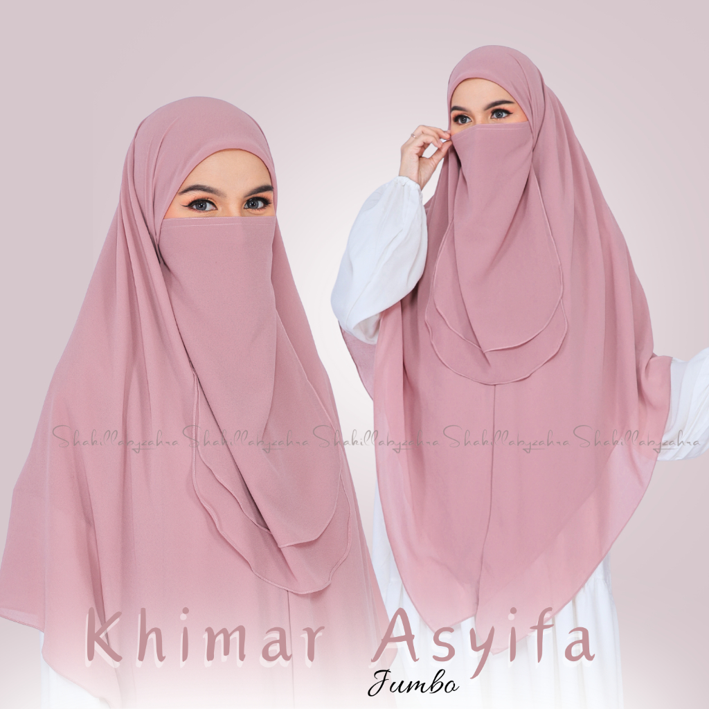 Jilbab Syari Jumbo Ceruty Babydoll jilbab instan Jumbo Khimar Ceruti 2 layer PremiumHijab instan