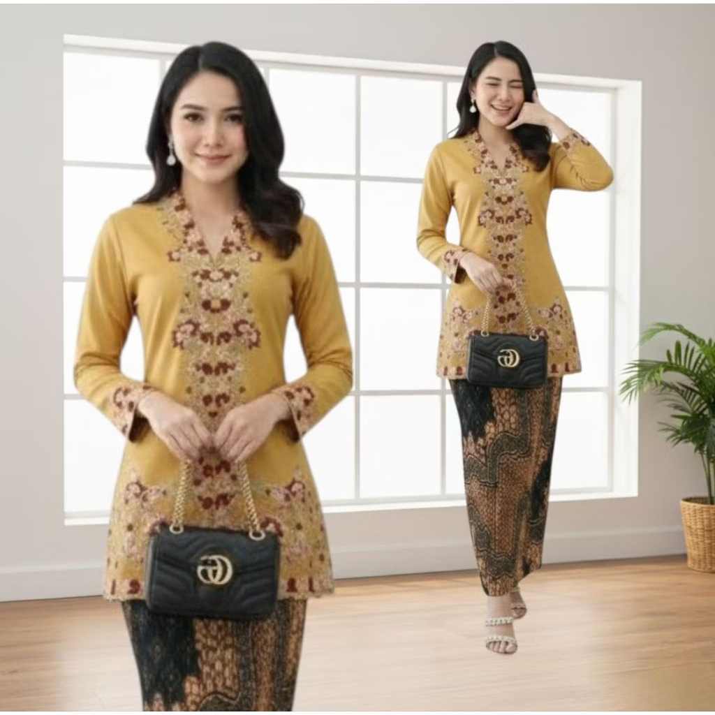 {Toko.Sky} Setelan Kebaya Encim/Setelan Kebaya Bordir Padang/Setelan Kebaya+Rok Batik Plisket