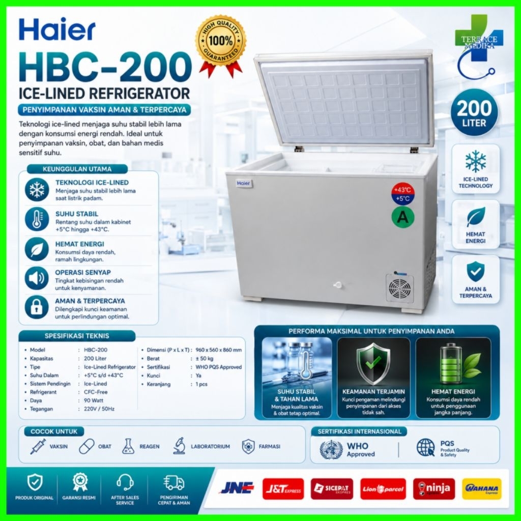 HAIER HBC-200 Kulkas Vaksin 200L | Ice Lined Refrigerator | Vaccine Freezer WHO / Freezer vaksin lab
