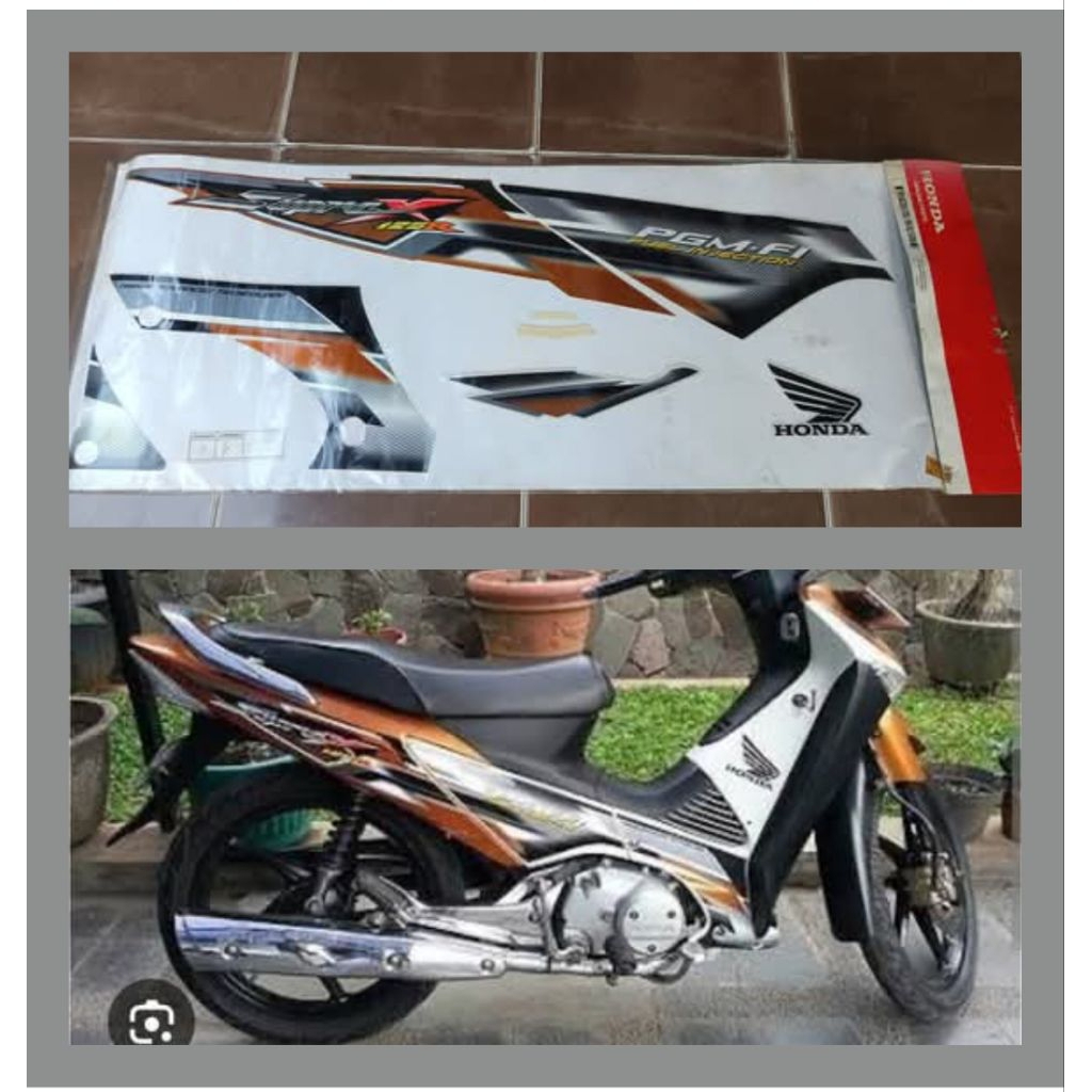 striping stiker honda supra x125 Fi oren  2005-2006 original AHM