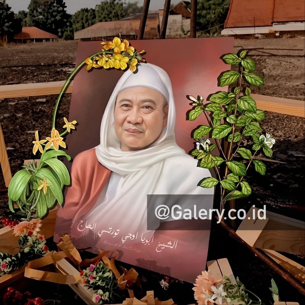 Lukisan Abuya Uci Turtusi diatas Papan MDF ukuran 30x40 Poster Ulama dan Habib Poster Kyai Hiasan Di