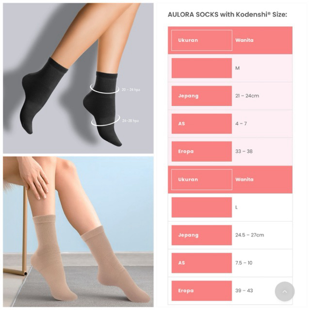 AULORA Socks with KODENSHI Man Woman Original -  Kaos kaki kesehatan memperlancar peredaran darah ka
