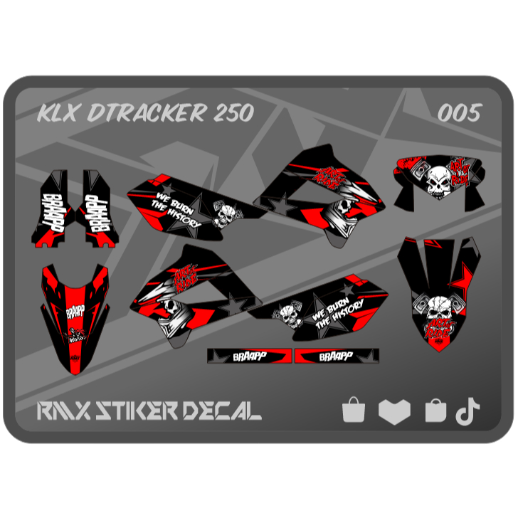 STIKER KLX 250 S FULLBODY (005) STICKER DECAL DEKAL D-TRACKER DTRACKER DTX HITAM MERAH, KUNING, HIJA