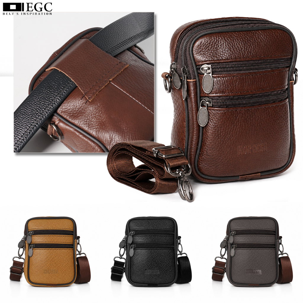 Tas selempang Pria Kulit MORTEGA  / Tas Selempang Kulit Kecil - 8585