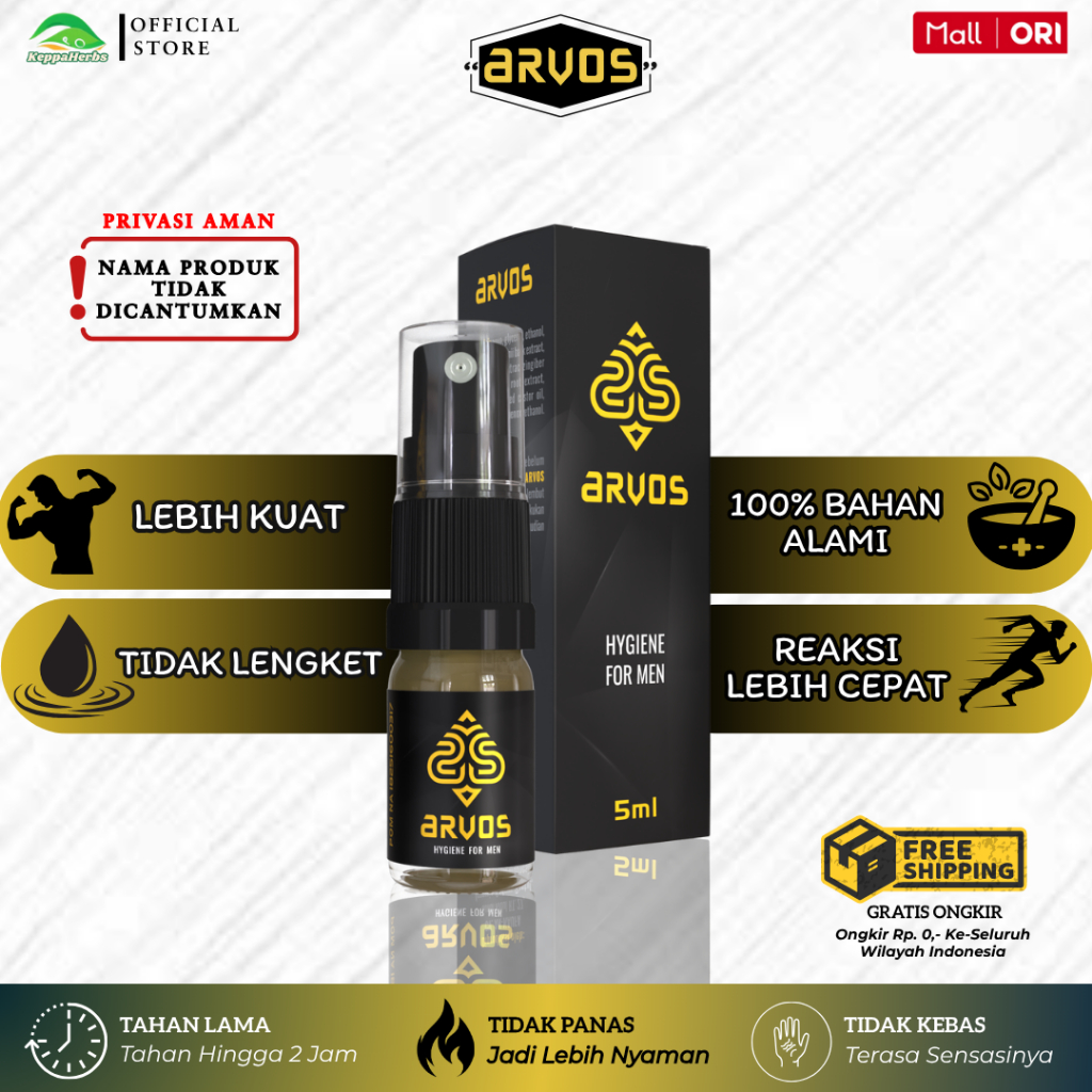 Arvos Spray Obat Kuat Resmi BPOM - Antiseptik Pria Tahan Lama Aman Tidak Mati Rasa