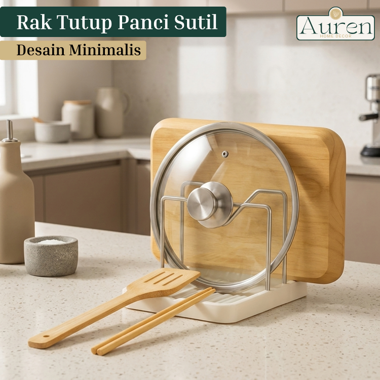 Rak Tutup Panci Dapur Stainless Untuk Meja Dapur Tempat Talenan Spatula Minimalis