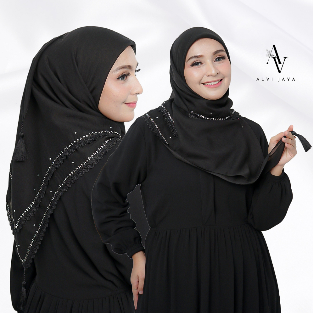 HIJAB  SEGIEMPAT PAYET PARIS JADUL | HIJAB PESTA PAYET MEWAH PARIS JADUL