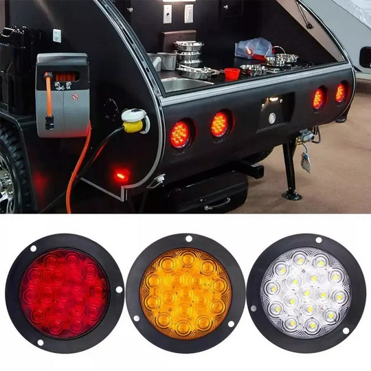Lampu Rem Belakang Bulat LED 4 Inch 12V 24V untuk Mobil Truk Trailer