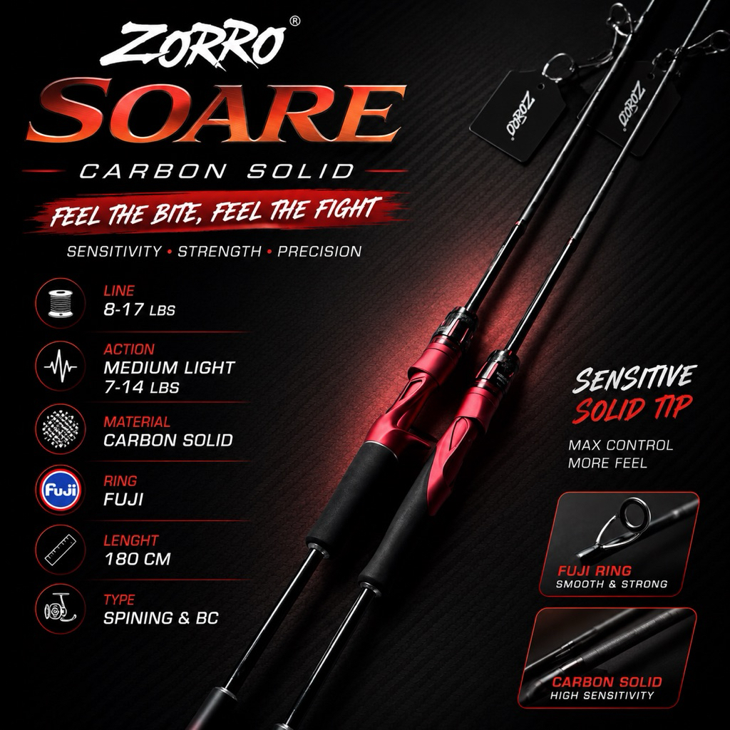 joran zorro soare medium solid carbon fuji
